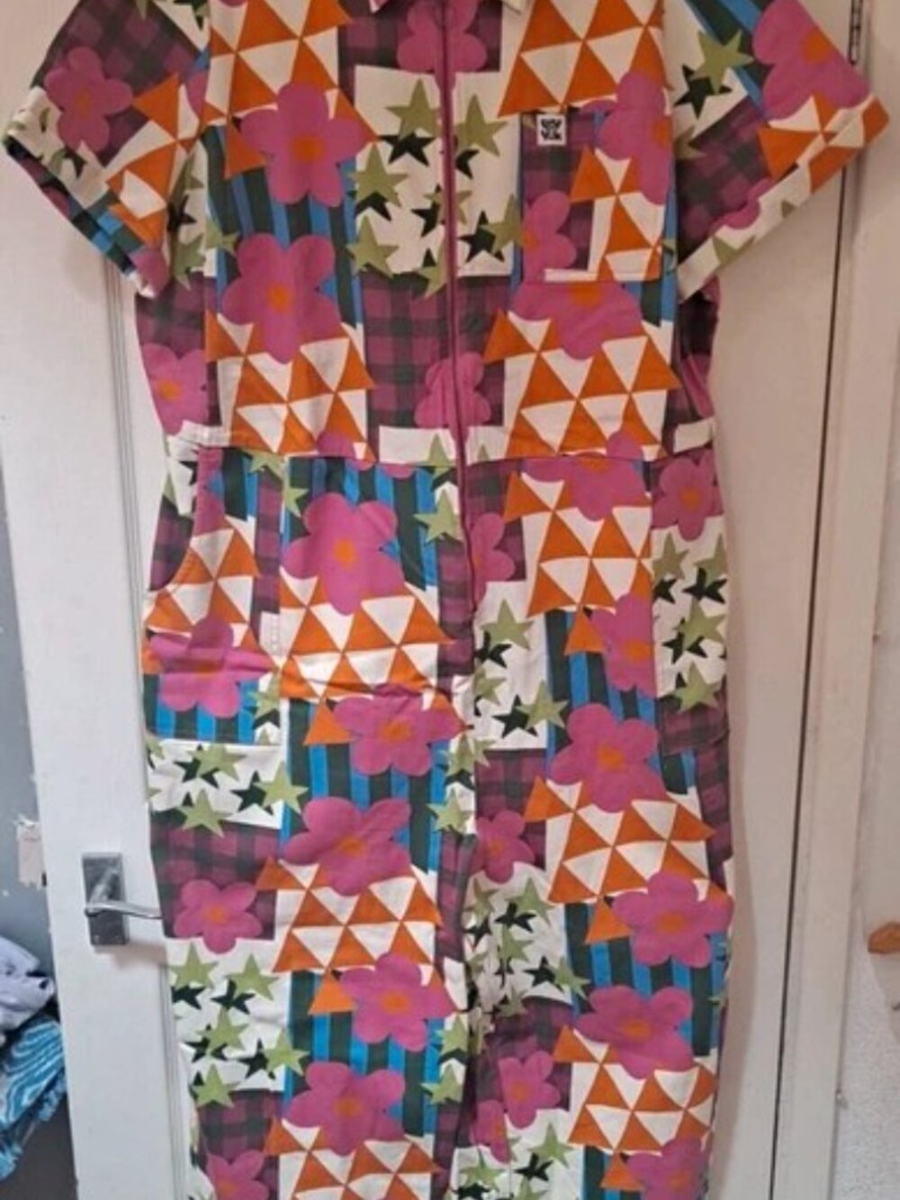 Lucy & Yak Ragan Jumpsuit Young at Heart Print UK 24 NW.US 20 NWOT - Picture 8 of 10